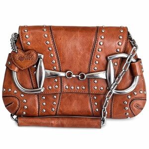 RINA RICH Caramel Y2K Horsebit Mini Baguette